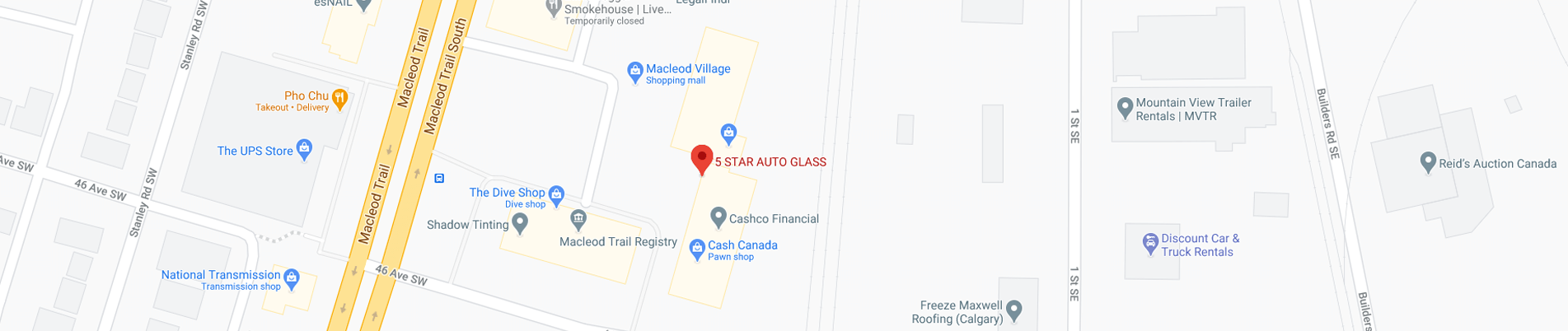 Windshield replacement location on Google Map